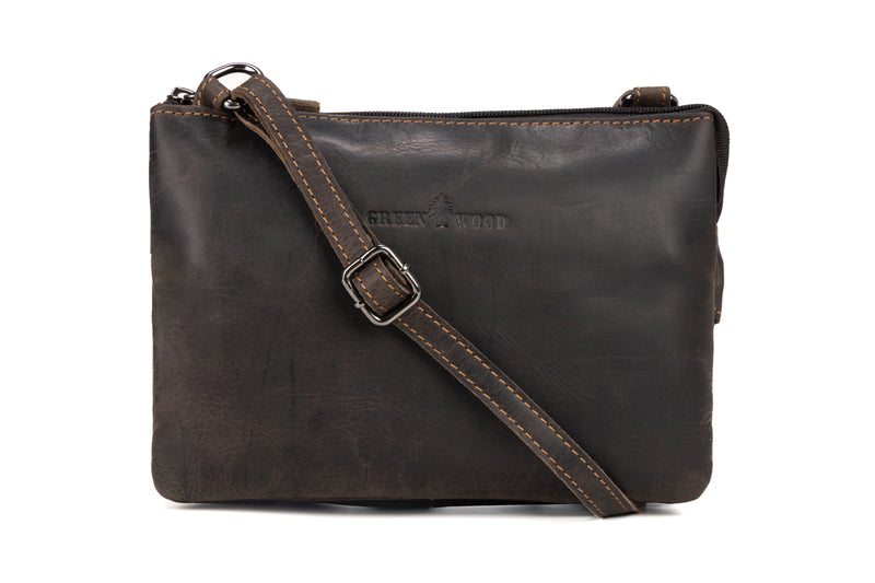 Leather Clutch / Crossbody Bag - Brown