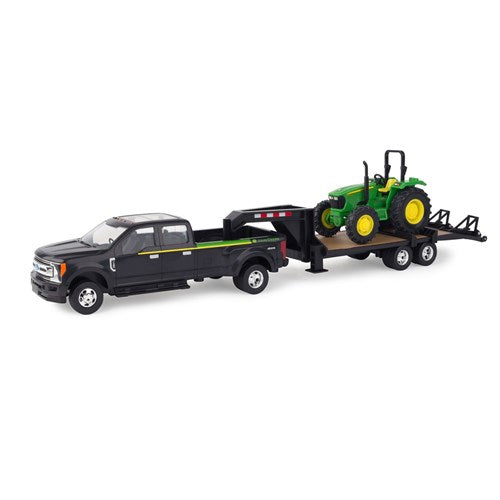 1:32 2017 Ford F-350 Pickup Truck w/Gooseneck Trailer and JD 5075E Tractor