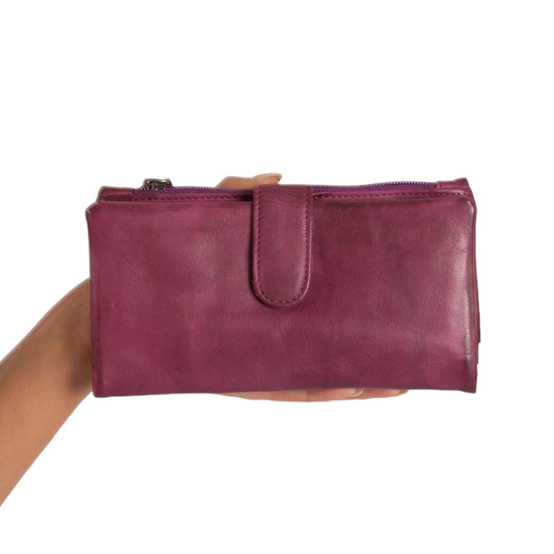 ‘Gladstone’ Leather Wallet - Plum