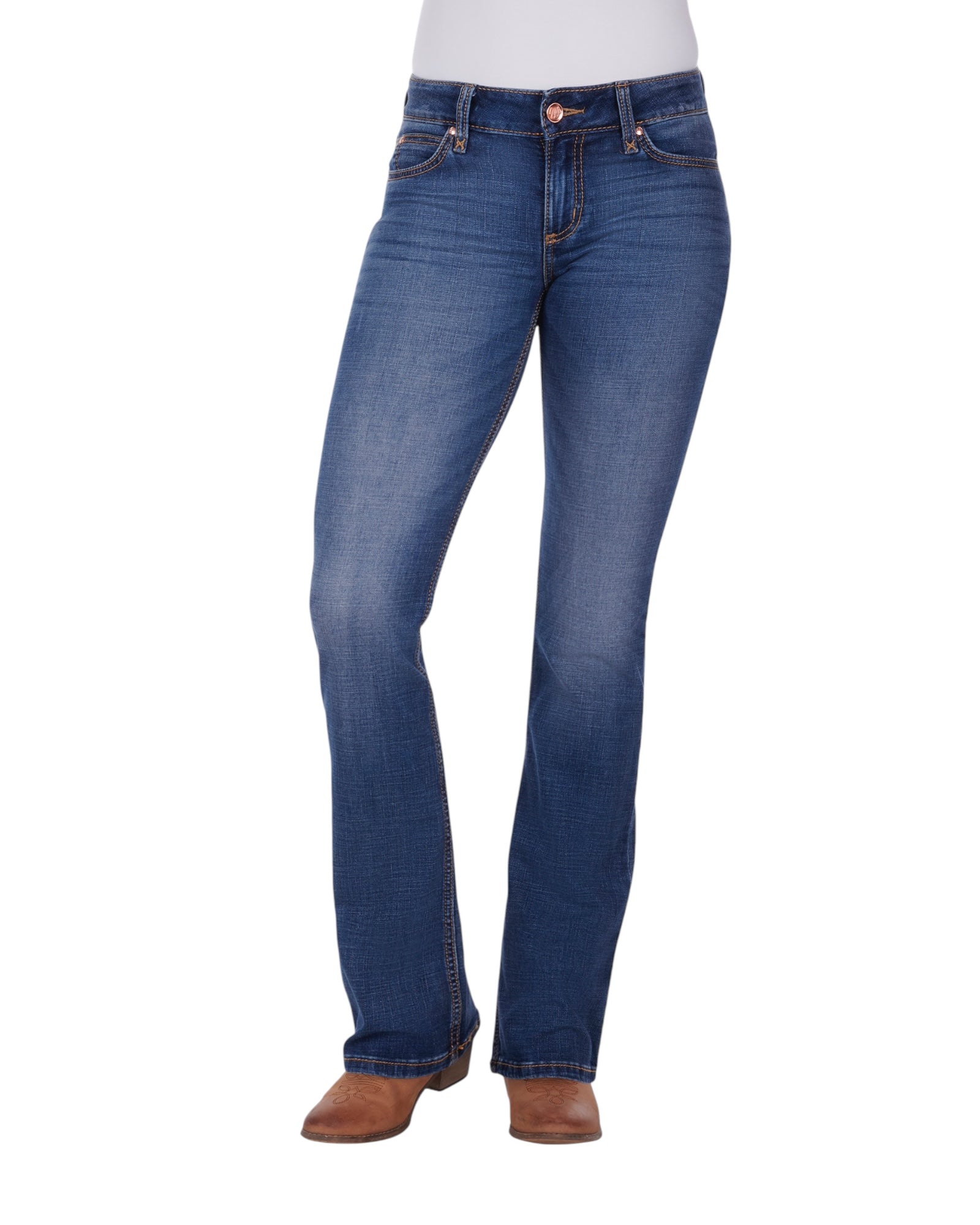 'Mae' Retro Women's Mid-Rise Bootcut Jean - Indigo