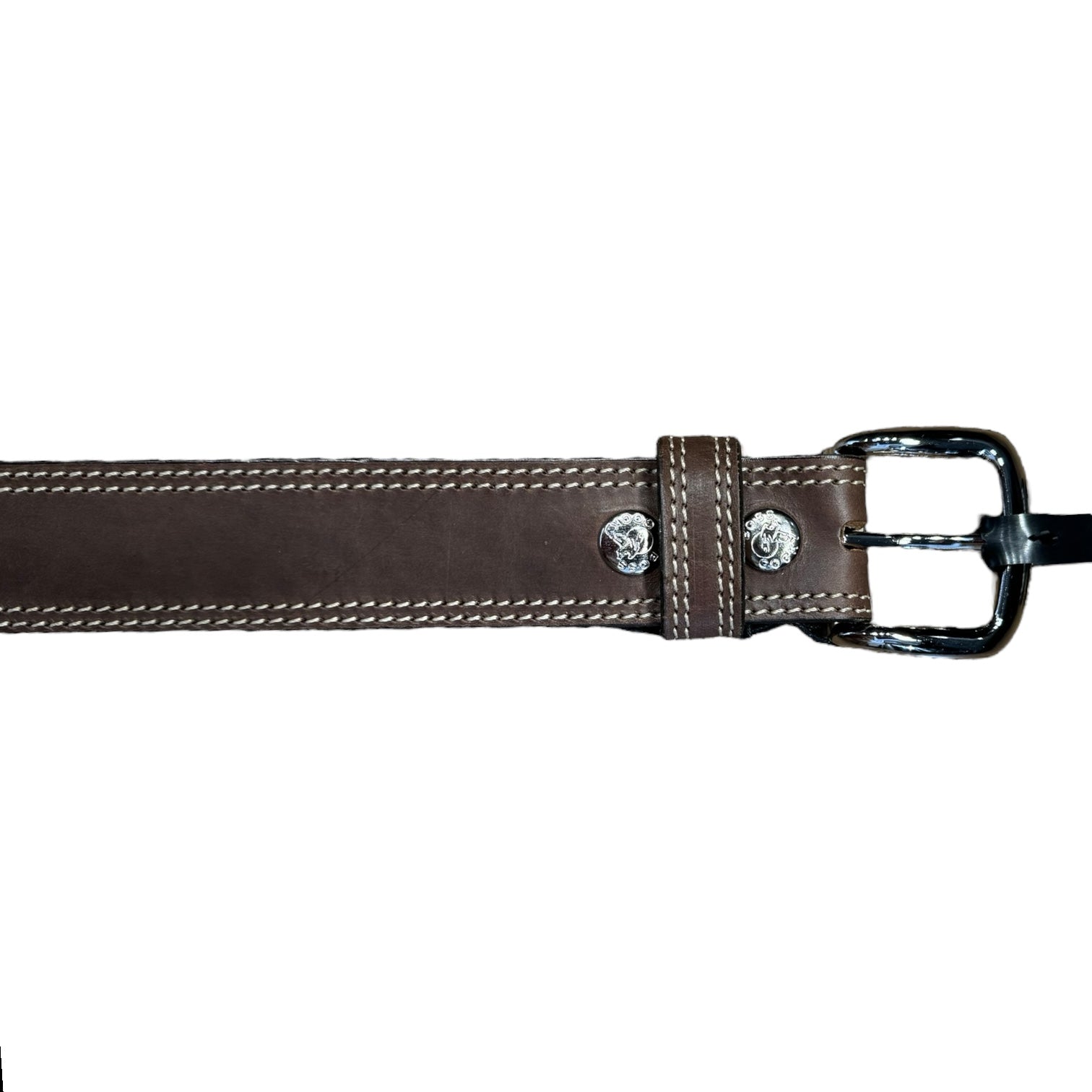 40mm Stitched Leather Belt - Vintage Brown