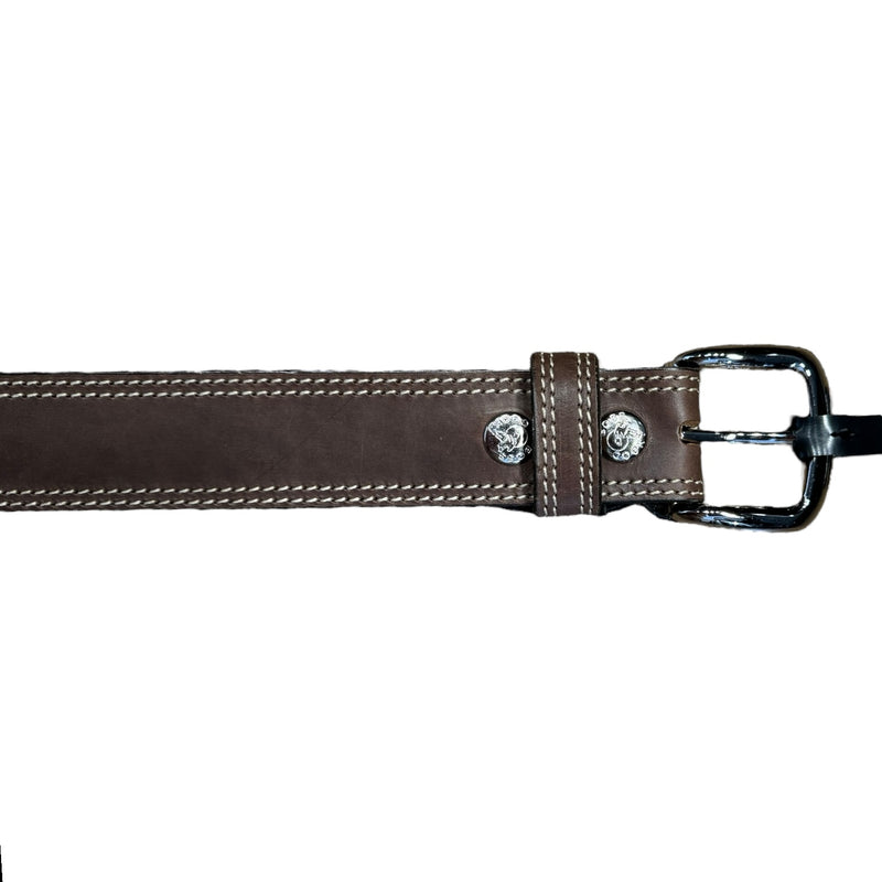 40mm Stitched Leather Belt - Vintage Brown