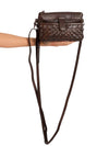 Woven Leather Clutch Bag - Brown