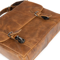'Portland' Leather Laptop Bag - Camel