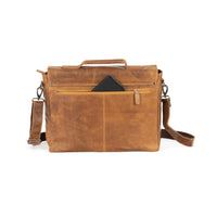 'Portland' Leather Laptop Bag - Camel
