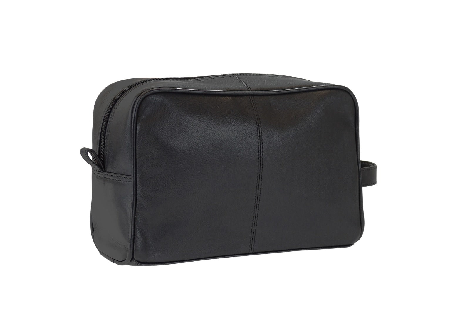 Soft Leather Toiletry Bag - Black