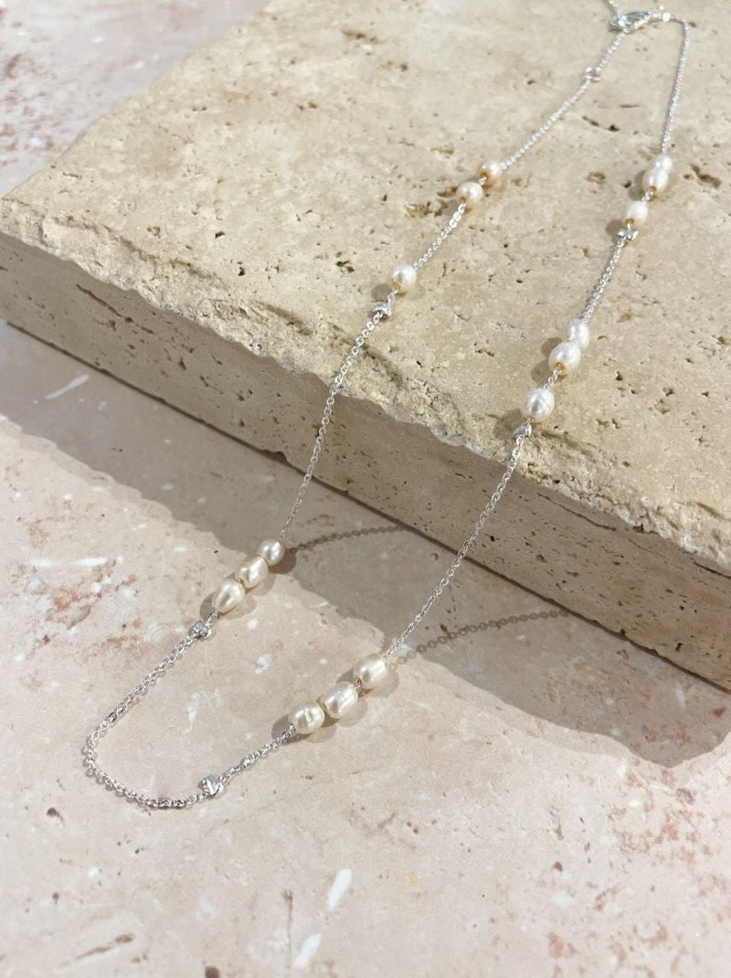 Trio Pearl Silver Plated Necklace