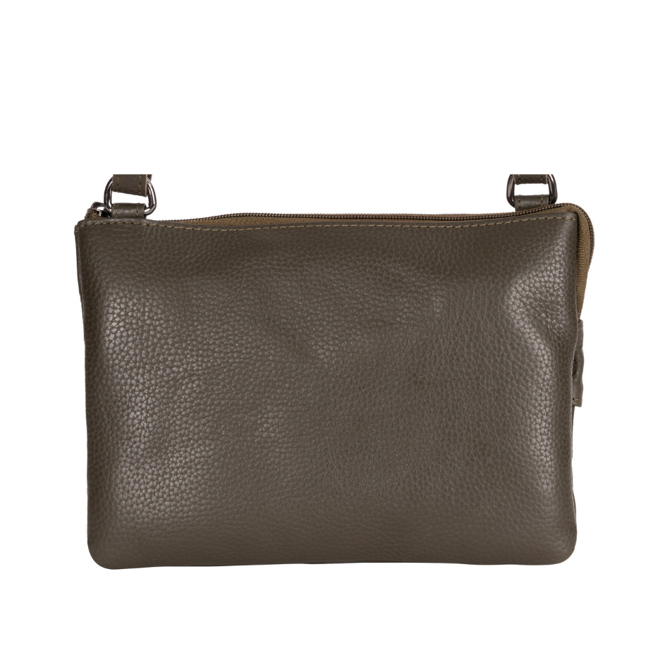 Leather Clutch / Crossbody Bag - Olive