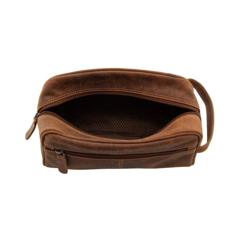 'Geelong' Leather Toiletry Bag - Sandel