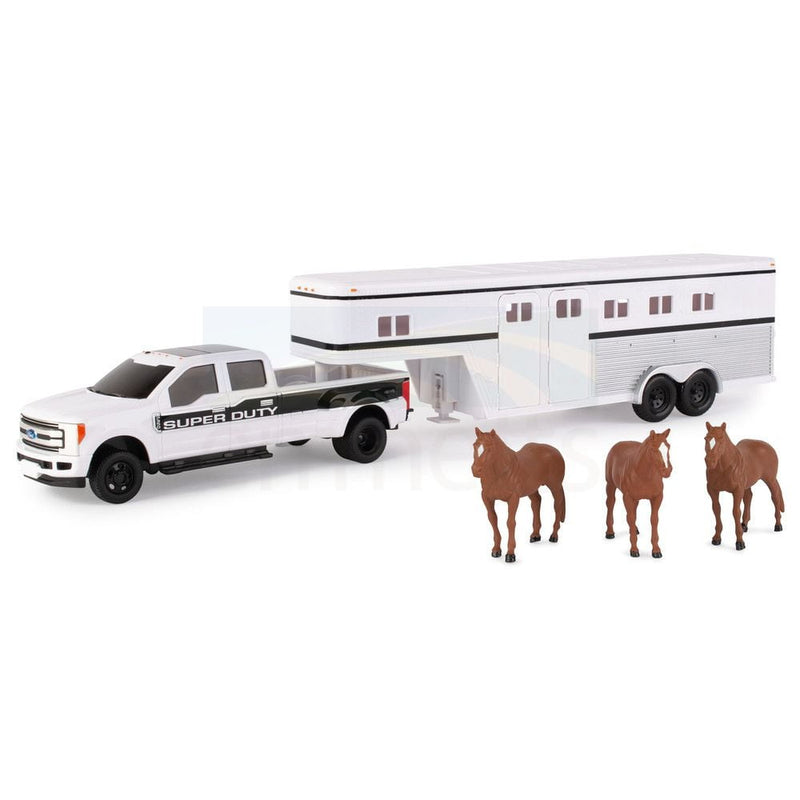 Ford F-350 Pickup with Horse Trailer and Horses - 1/32