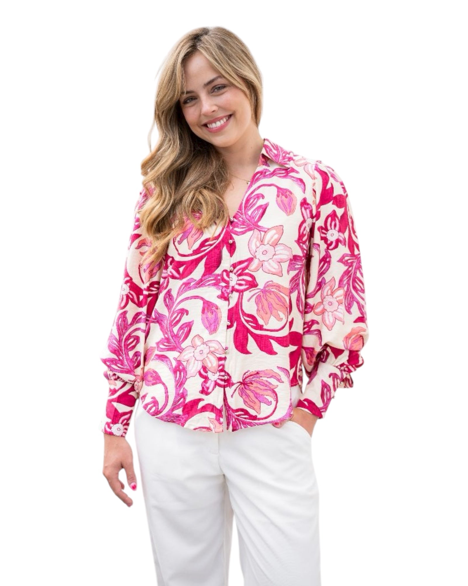 ‘Melanie' Floral Blouse - Pink