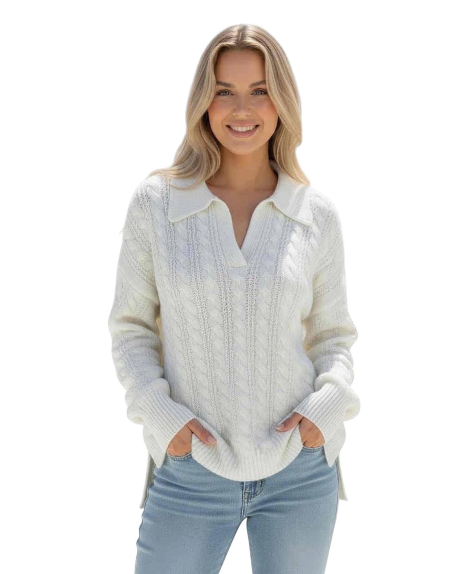 'Layla' Cable Knit - Cream