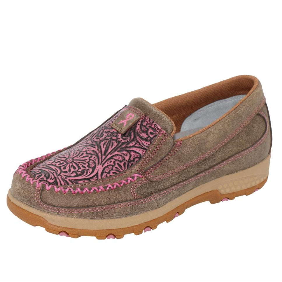 Women's Pink Tooled Cellstretch Slip On Mocs