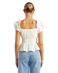 [SALE] 'Cheyenne' Ruffle Sleeve Top - White