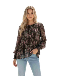 ‘Lilly' Floral Top - Brown