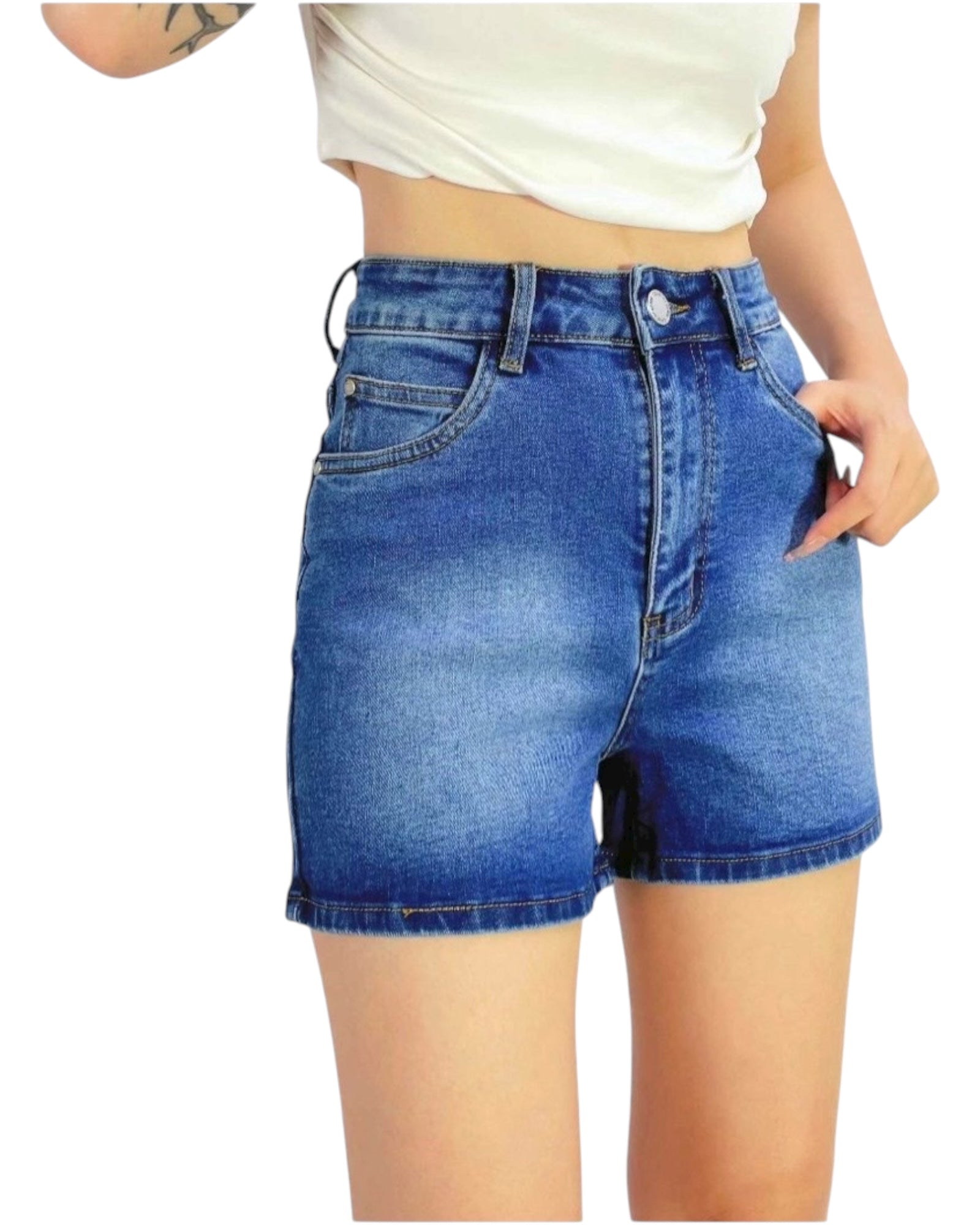 ‘Tahni' Denim Shorts - Mid Wash