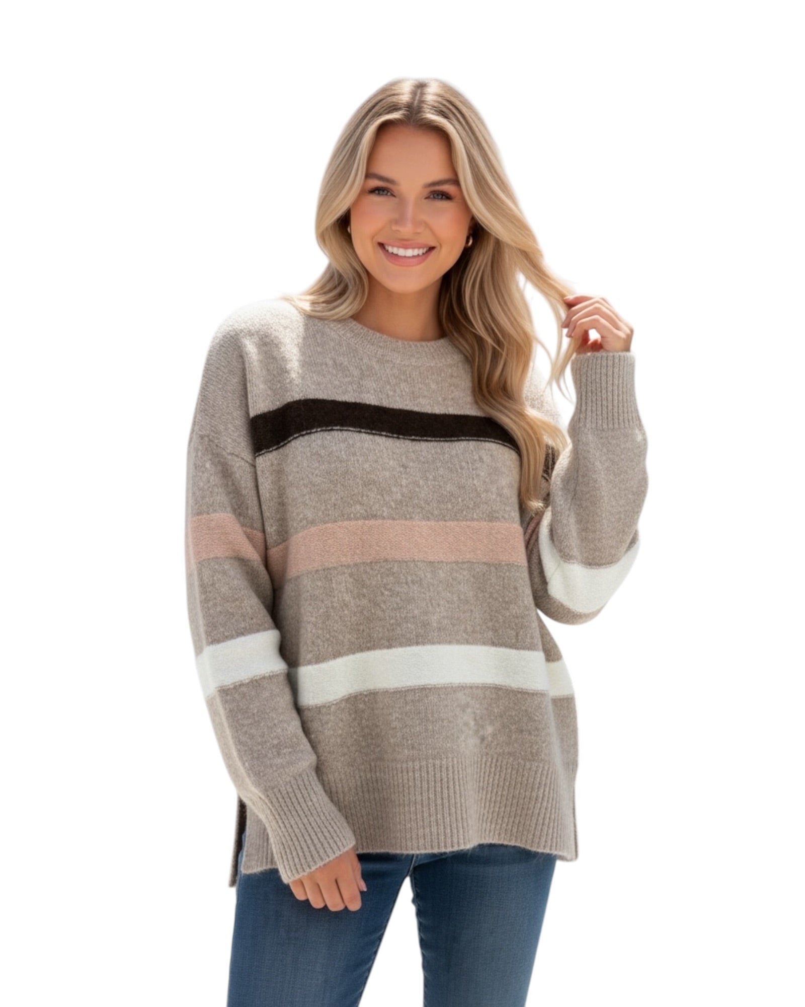 'Lacey' Stripe Knit - Brown