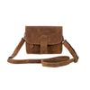 Small Leather Crossbody Mobile Bag - Camel
