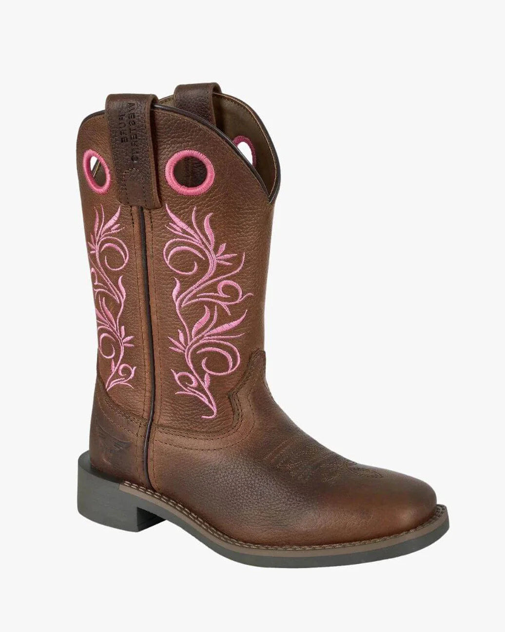 'Clara' Children's Western Boot - Brown/Pink