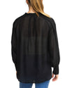 'Ange' Panel Sleeve Blouse - Black