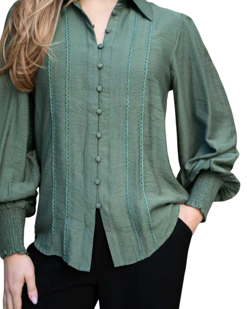 'Meghan' Button Down Shirt - Eucalypt