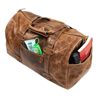 'Munich' Leather Overnight Duffle Bag - Camel
