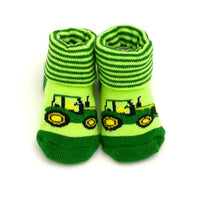 JD Infant Tractor Cuff Booties (0-6M)