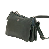 'Ellie' Leather Shoulder Bag - Bottle Green