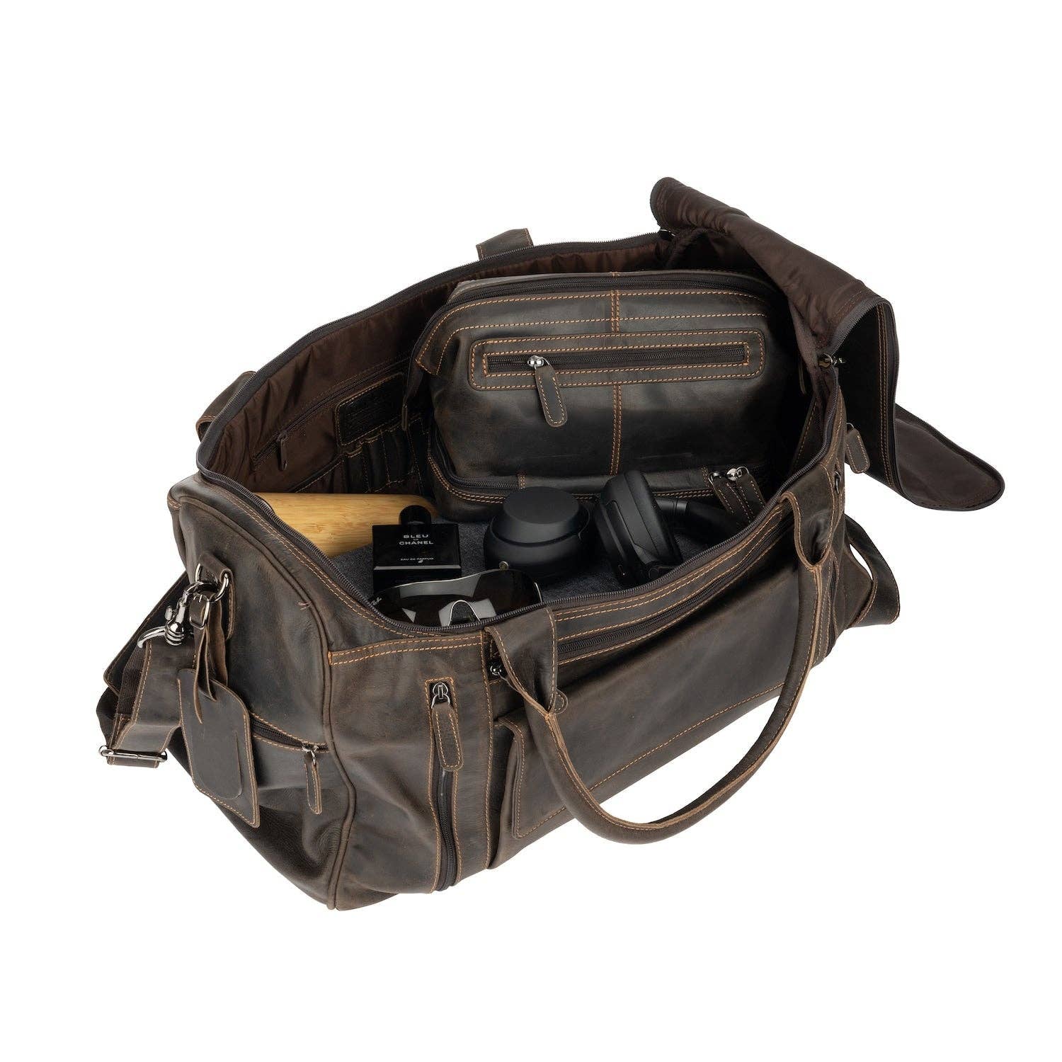 Leather Travel Bag Large - Brown