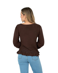 ‘Caitie' Knit Top - Choc