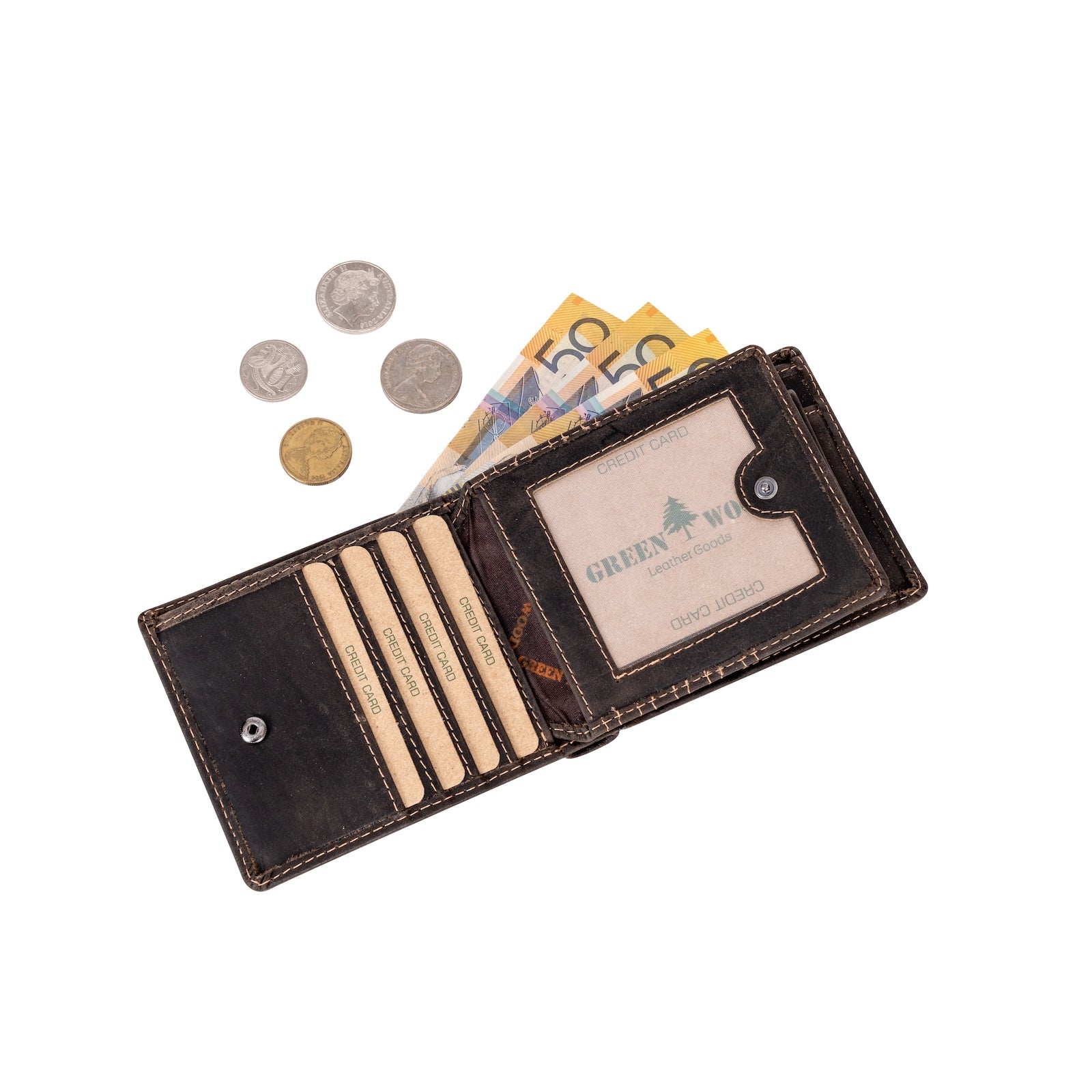 ‘Mason' RFID Leather Wallet with Coin Pocket – Brown