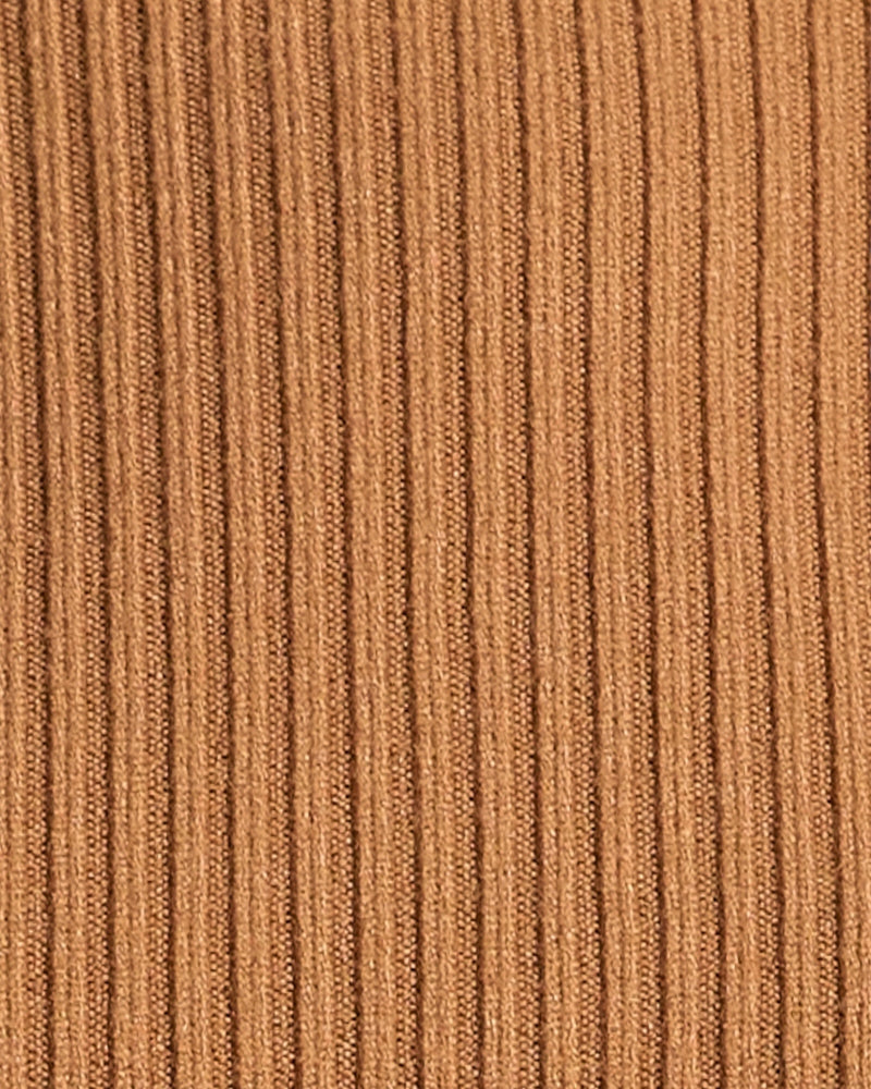 'Carly' High Neck Fitted Basic Knit Top - Rust