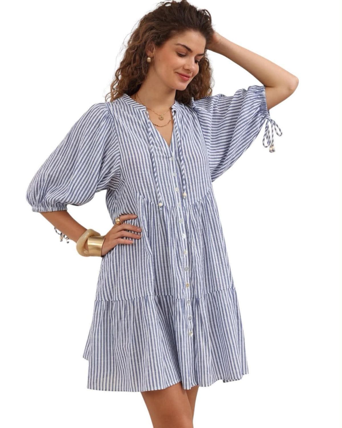 ‘Jess' Stripe Dress - Blue