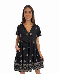 'Penny' Linen Dress - Black