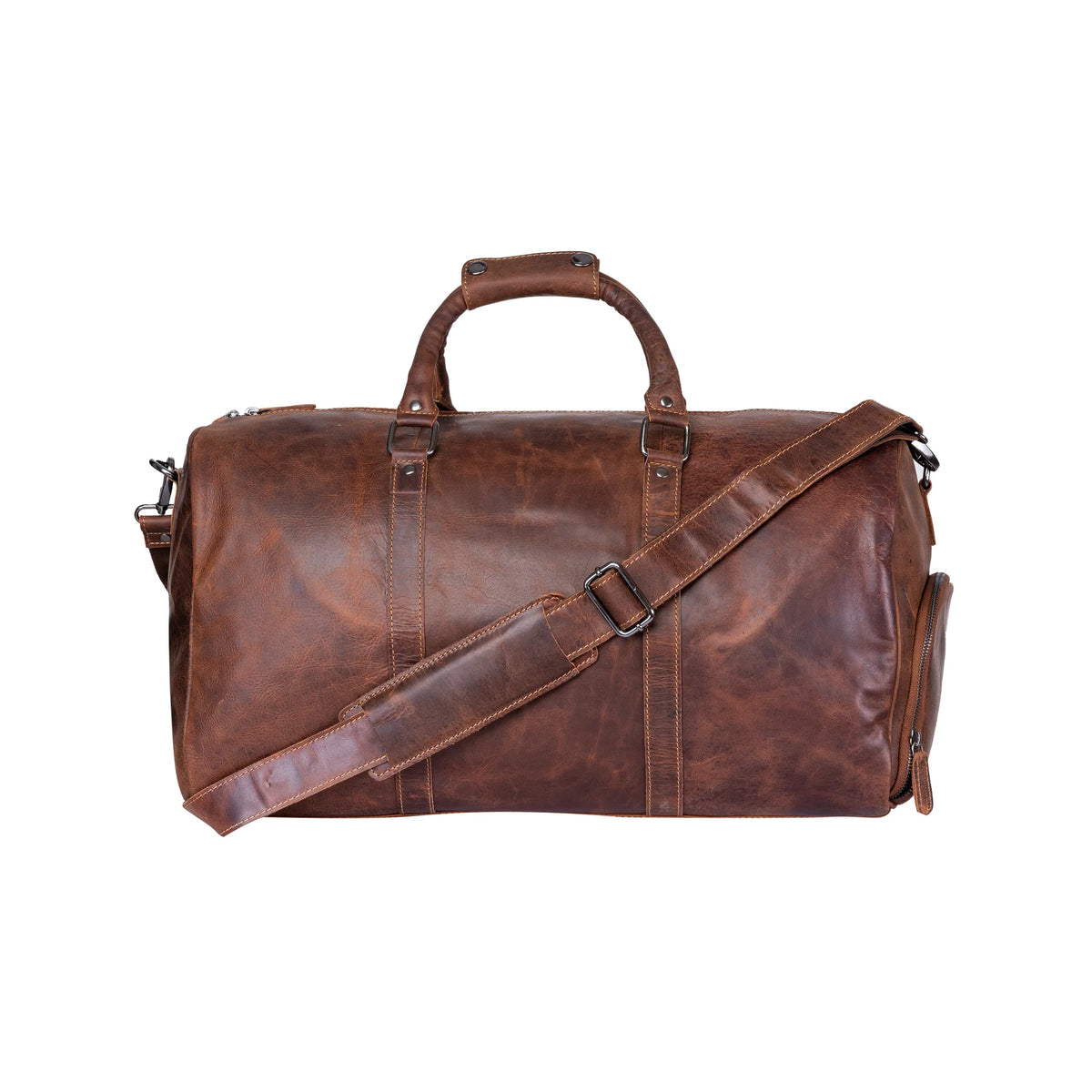 'Milan' Leather Overnight Duffle Bag - Sandel