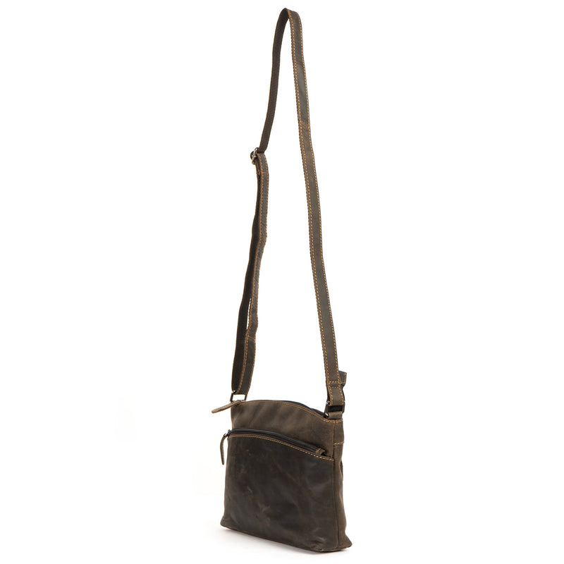 'Gisborne' Leather Crossbody Shoulder Bag - Brown