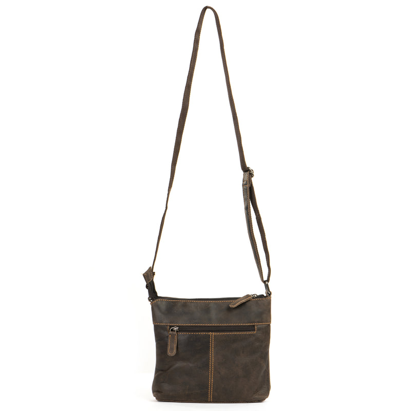 Leather Crossbody Bag - Brown