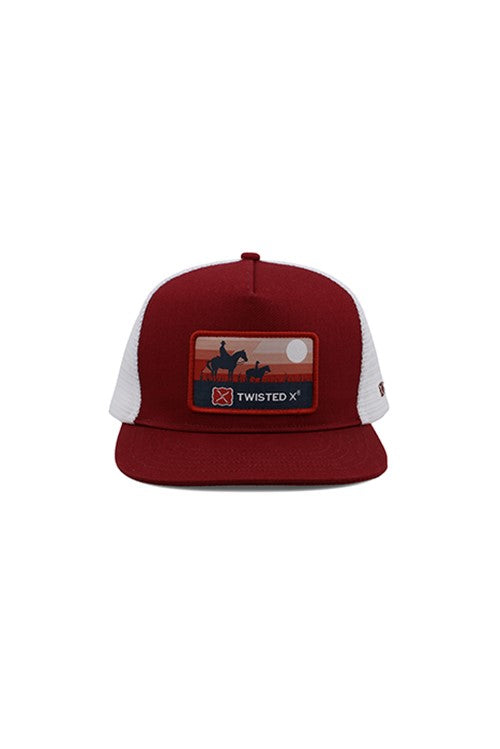 High Profile Patch Trucker Cap - Red/White