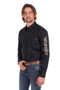 ‘Flex' Longsleeve Logo Button Up Shirt - Black
