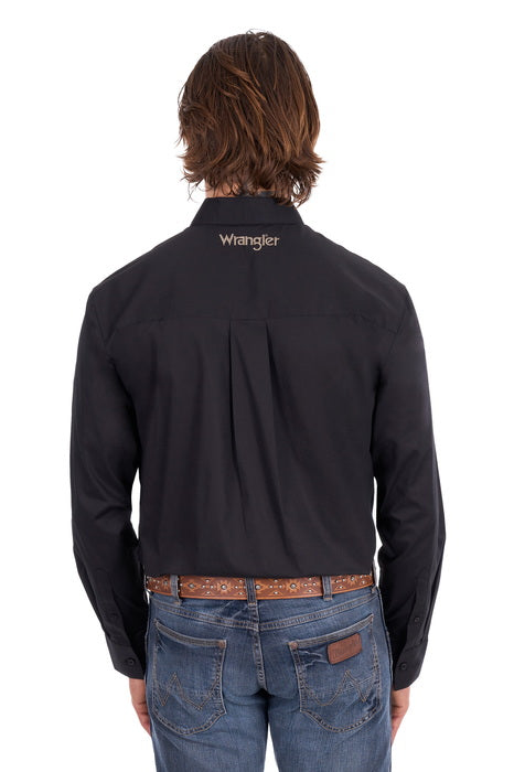 ‘Flex' Longsleeve Logo Button Up Shirt - Black