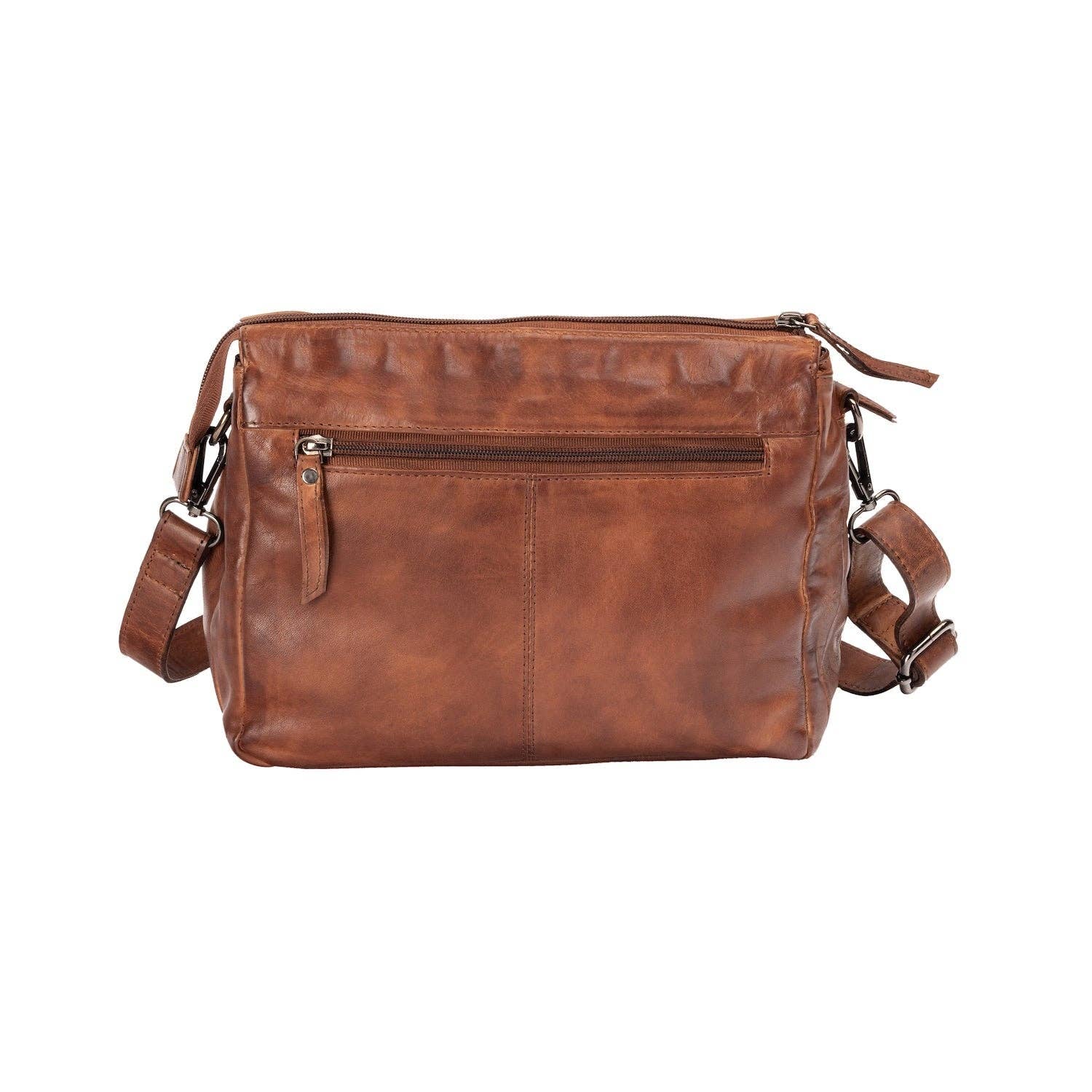 'June' Leather Shoulder Bag - Cognac