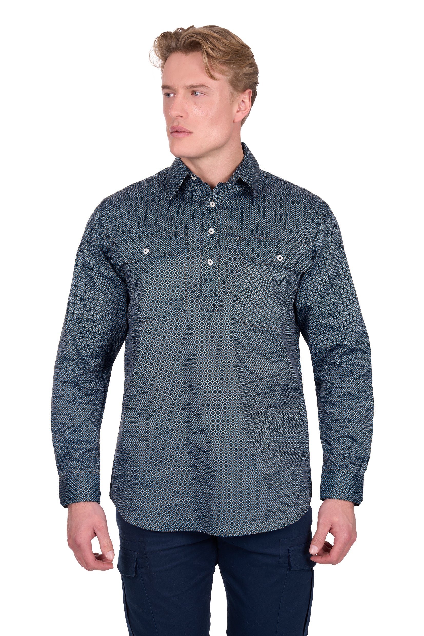 [SALE] ‘Blake' Longsleeve Shirt - Black/Blue