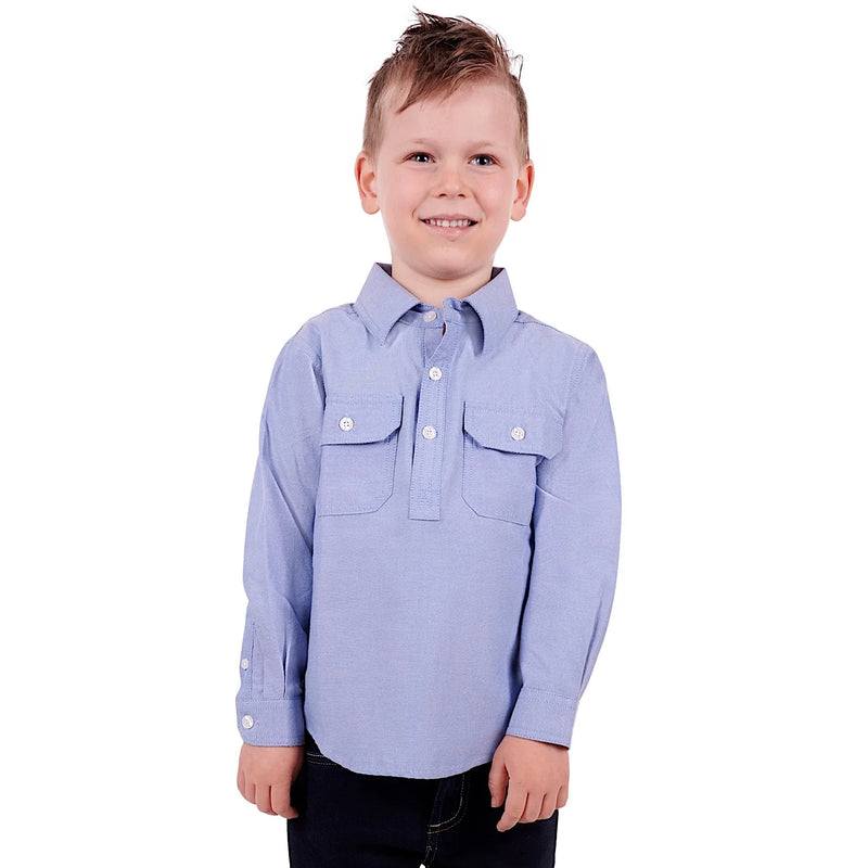 Kids Jackson Half Placket Shirt - Light Blue