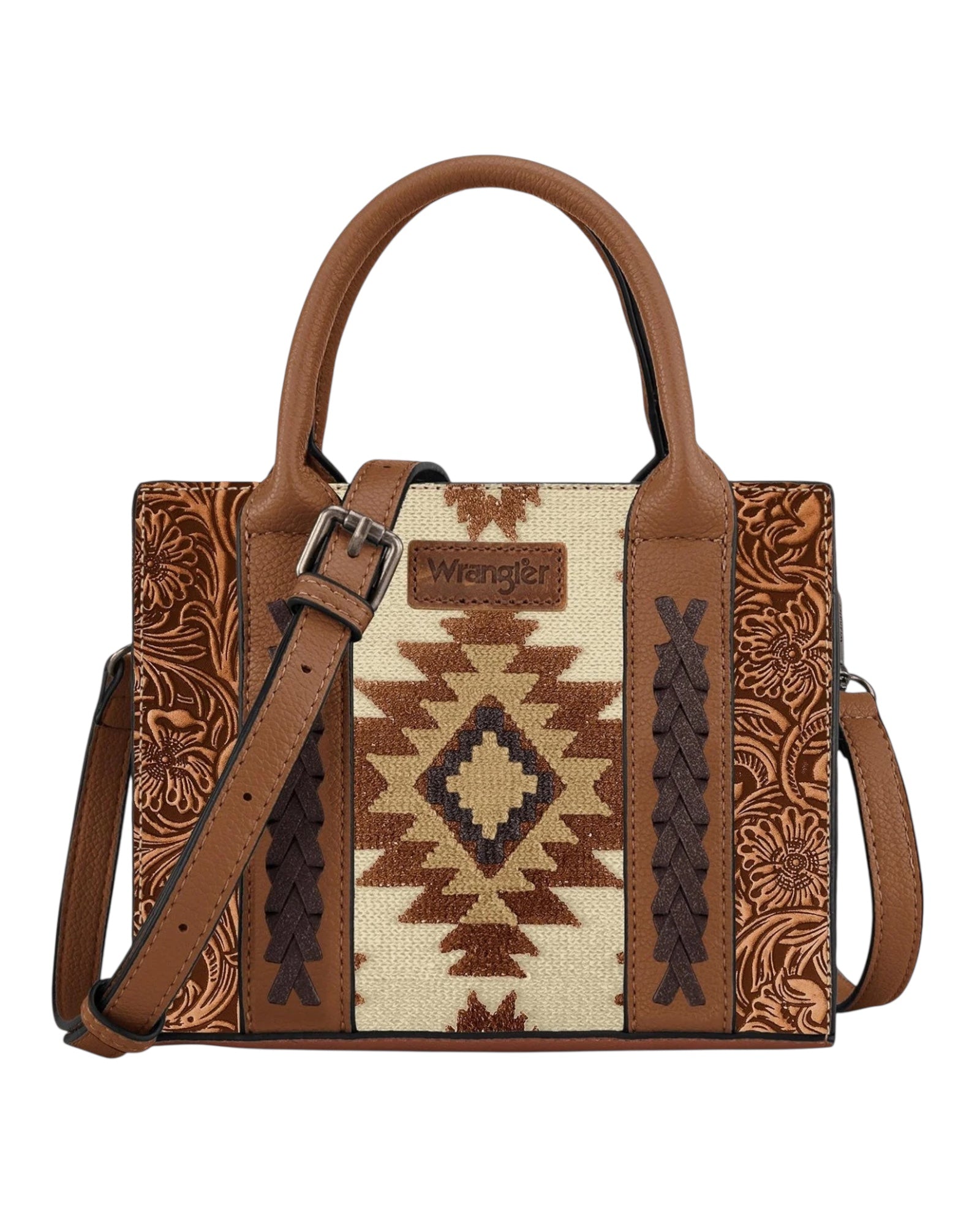 Wrangler Aztec Tooled Crossbody Bag - Tan
