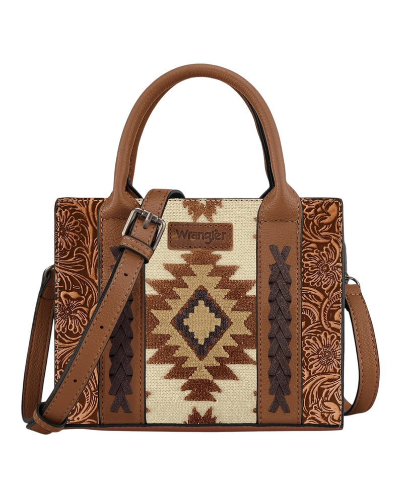 Wrangler Aztec Tooled Crossbody Bag - Tan