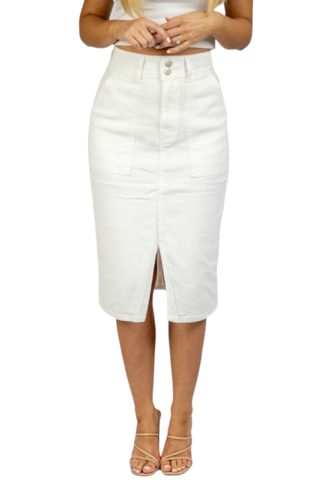 [SALE] 'Carrie' Midi Skirt - White