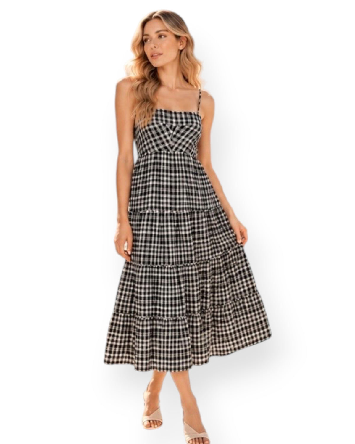 ‘Arna' Gingham Dress - Black