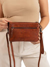 Woven Leather Clutch Bag - Cognac