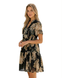 ‘Sarah' Floral Dress - Black