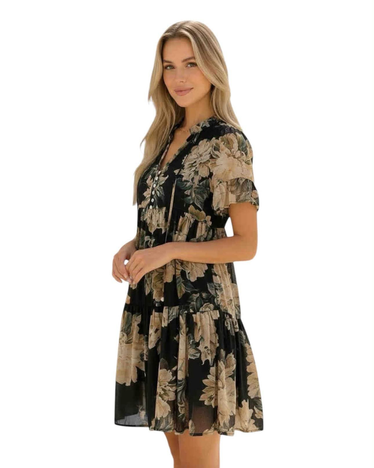 ‘Sarah' Floral Dress - Black